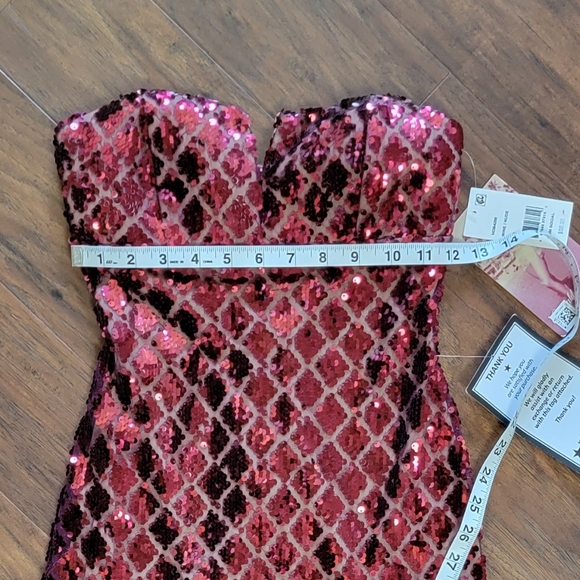 Sequin Maroon Strapless Party Special Occasion Homecoming Morp Dress Size XS - Picture 10 of 13